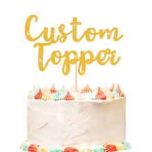 Load image into Gallery viewer, Personalised Cake Topper Custom Happy Birthday Cake Topper Wedding Cake Topper Gifts for Him Her with Any Text Double Sided Glitter Cake Toppers for Graduation Anniversary Cake Decorations
