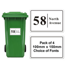 Load image into Gallery viewer, Personalised Bin Numbers for Wheelie Bins Set of 4
