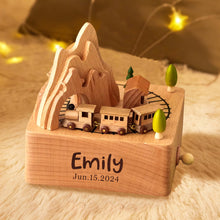 Load image into Gallery viewer, Personalised Music Box Custom Wooden Music Box Gifts with Moving Small Train
