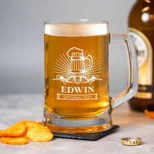 Load image into Gallery viewer, Personalised Beer Laser Engraved Pint Glass Mug