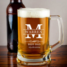 Load image into Gallery viewer, EDSG Personalised Glass Laser Engraved Beer Mug