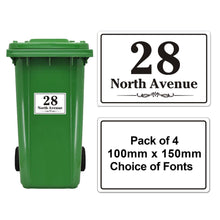 Load image into Gallery viewer, Personalised Bin Numbers for Wheelie Bins Set of 4