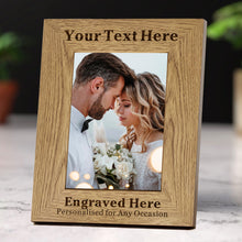 Load image into Gallery viewer, Personalised Photo Frame -6x4 Photo Frames Engraved Wooden Picture Frames with Custom Text for Mum, Wedding, Christmas, Valentines, Mothers Day, Fathers Day, Graduation Gifts