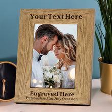 Load image into Gallery viewer, Personalised Photo Frame -6x4 Photo Frames Engraved Wooden Picture Frames with Custom Text for Mum, Wedding, Christmas, Valentines, Mothers Day, Fathers Day, Graduation Gifts