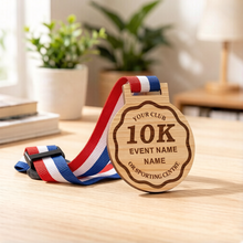 Load image into Gallery viewer, 10K Personalized Wooden Medal