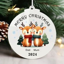 Load image into Gallery viewer, Personalized White Acrylic Christmas Ornaments with Any Year & Name