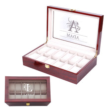 Load image into Gallery viewer, Personalised  Wooden Watch Box with Any Name Text (26 letters)