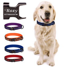 Load image into Gallery viewer, EDSG Dog Collar Personalised Dog Collars Custom Nylon Reflective Collars Adjustable Pet Collars with Name & Phone Number for Pets Cat Puppy Dogs