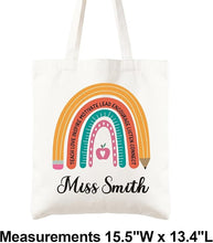 Load image into Gallery viewer, EDSG Fabric gift bags Thank You Teacher Gifts, Rainbow Canvas Tote Bag with Any Name