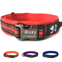 Load image into Gallery viewer, EDSG Dog Collar Personalised Dog Collars Custom Nylon Reflective Collars Adjustable Pet Collars with Name & Phone Number for Pets Cat Puppy Dogs