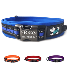 Load image into Gallery viewer, EDSG Dog Collar Personalised Dog Collars Custom Nylon Reflective Collars Adjustable Pet Collars with Name & Phone Number for Pets Cat Puppy Dogs