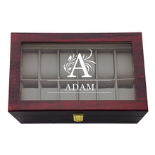 Load image into Gallery viewer, Personalised  Wooden Watch Box with Any Name Text (26 letters)