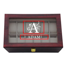 Load image into Gallery viewer, Personalised  Wooden Watch Box with Any Name Text (26 letters)