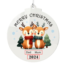 Load image into Gallery viewer, Personalized White Acrylic Christmas Ornaments with Any Year & Name
