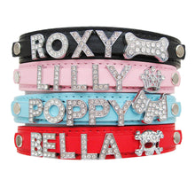Load image into Gallery viewer, Personalised Diamante PU Leather Dog Cat Collar UK - EDSG
