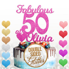 Load image into Gallery viewer, Personalised Fabulous at 50 Cake Topper Birthday Decoration - EDSG