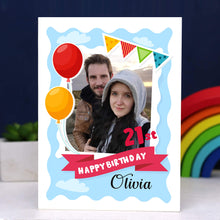 Load image into Gallery viewer, Personalised Birthday Cards Greeting Cards with Any Photo &amp; Name
