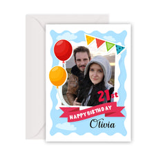 Load image into Gallery viewer, Personalised Birthday Cards Greeting Cards with Any Photo &amp; Name
