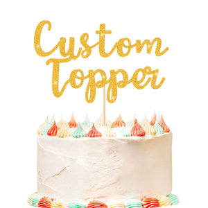 Personalised Cake Topper Custom Happy Birthday Cake Topper Wedding Cake Topper Gifts for Him Her with Any Text Double Sided Glitter Cake Toppers for Graduation Anniversary Cake Decorations