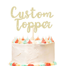 Load image into Gallery viewer, Personalised Cake Topper Custom Happy Birthday Cake Topper Wedding Cake Topper Gifts for Him Her with Any Text Double Sided Glitter Cake Toppers for Graduation Anniversary Cake Decorations

