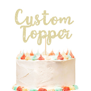 Personalised Cake Topper Custom Happy Birthday Cake Topper Wedding Cake Topper Gifts for Him Her with Any Text Double Sided Glitter Cake Toppers for Graduation Anniversary Cake Decorations