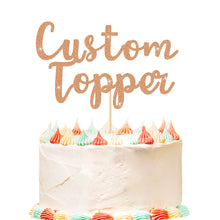 Load image into Gallery viewer, Personalised Cake Topper Custom Happy Birthday Cake Topper Wedding Cake Topper Gifts for Him Her with Any Text Double Sided Glitter Cake Toppers for Graduation Anniversary Cake Decorations
