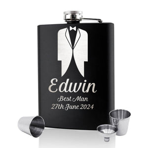 Personalised Hip Flask Engraved Hip Flask for Men Women Husband Bridesmaid Best Man Stainless Steel Flasks Set for Birthday Wedding