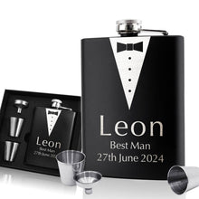 Load image into Gallery viewer, Personalised Hip Flask Engraved Hip Flask for Men Women Husband Bridesmaid Best Man Stainless Steel Flasks Set for Birthday Wedding
