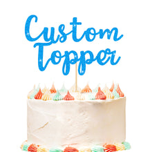 Load image into Gallery viewer, Personalised Cake Topper Custom Happy Birthday Cake Topper Wedding Cake Topper Gifts for Him Her with Any Text Double Sided Glitter Cake Toppers for Graduation Anniversary Cake Decorations
