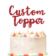 Load image into Gallery viewer, Personalised Cake Topper Custom Happy Birthday Cake Topper Wedding Cake Topper Gifts for Him Her with Any Text Double Sided Glitter Cake Toppers for Graduation Anniversary Cake Decorations
