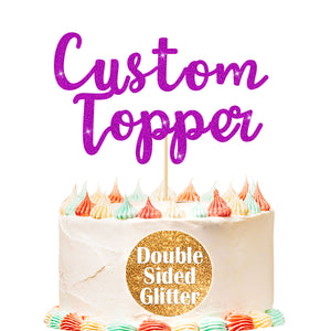 Personalised Cake Topper Custom Happy Birthday Cake Topper Wedding Cake Topper Gifts for Him Her with Any Text Double Sided Glitter Cake Toppers for Graduation Anniversary Cake Decorations