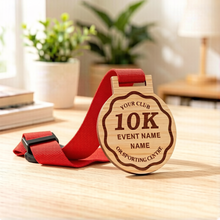Load image into Gallery viewer, 10K Personalized Wooden  Medal
