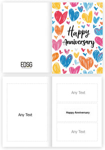 Colorful  Love Hearts  Happy Anniversary Card
