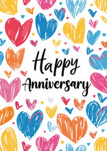 Load image into Gallery viewer, Colorful  Love Hearts  Happy Anniversary Card
