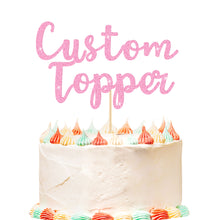 Load image into Gallery viewer, Personalised Cake Topper Custom Happy Birthday Cake Topper Wedding Cake Topper Gifts for Him Her with Any Text Double Sided Glitter Cake Toppers for Graduation Anniversary Cake Decorations

