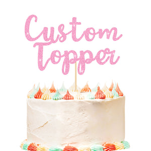 Personalised Cake Topper Custom Happy Birthday Cake Topper Wedding Cake Topper Gifts for Him Her with Any Text Double Sided Glitter Cake Toppers for Graduation Anniversary Cake Decorations