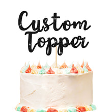 Load image into Gallery viewer, Personalised Cake Topper Custom Happy Birthday Cake Topper Wedding Cake Topper Gifts for Him Her with Any Text Double Sided Glitter Cake Toppers for Graduation Anniversary Cake Decorations
