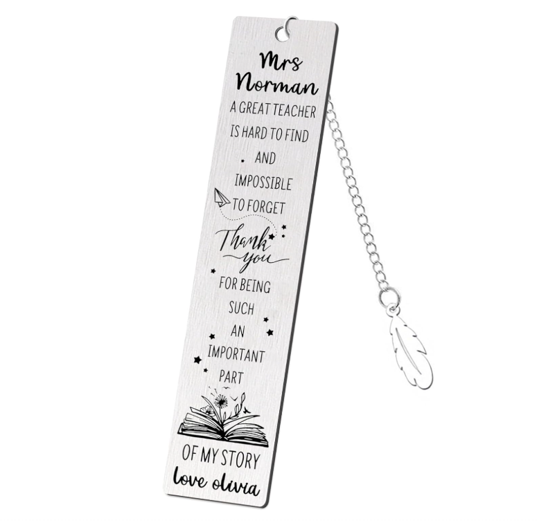 Personalised Teacher Gifts for Women Men Custom Bookmark Thank You Gifts Engraved Stainless Steel Book Marks