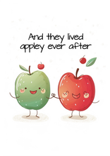 Load image into Gallery viewer, And They Lived Appley Ever After Wedding Card

