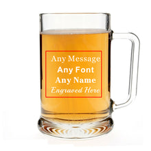 Load image into Gallery viewer, EDSG Personalised  Glass Laser Engraved Beer Mug
