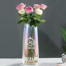 Load image into Gallery viewer, Personalised Engraved Flower Vase Rainbow Plated Glass Vase(Age and Name) - EDSG
