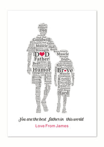 Personalised Gift for Dad Daddy Father from Daughter Gift Idea for Fathers day Custom Gift for Him A4 Picture Frame for Happy Fathers Day