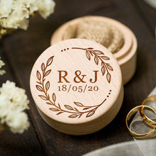 Load image into Gallery viewer, Personalised Wedding Ring Box Engraved Ring Bearer Box Wood Proposal Ring Box Custom Gift for Engagement Anniversary Wedding Jewellery Accessories

