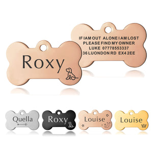 Dog Tags Personalised Name Engraved Stainless Steel Cat Pet Tags UK