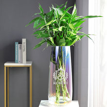 Load image into Gallery viewer, Personalised Engraved Flower Vase Rainbow Plated Glass Vase(Age and Name) - EDSG
