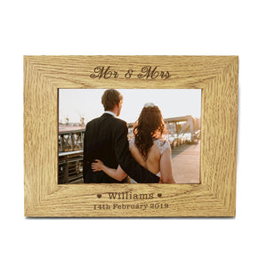 Personalised Engraved 7" X 5" Wood Photo Frame Wedding Gift - EDSG