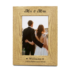 Personalised Engraved 7" X 5" Wood Photo Frame Wedding Gift - EDSG