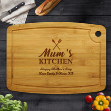 Load image into Gallery viewer, Personalised Chopping Board | Bamboo Cutting Board | Cheese Board Wedding Gift for Couples - Laser Engraved Housewarming Gift -Custom Wedding, Valentines or Anniversary Present for families

