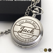 Load image into Gallery viewer, Personalised Engraved Usher Groomsmen Pocket Watch - EDSG
