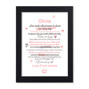 Personalised Gifts for Couples Her Him Wife Husband Girlfriend Boyfriend New Couple Gift Custom with Any Names Birthday Anniversary Valentines Day Keepsake Present